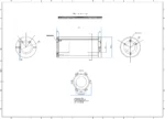 Plano técnico del eje adaptador expansible Ø76 a Ø148 mm