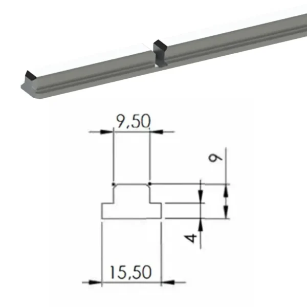 Listón expansor de aluminio 4 mm para eje expansible neumático
