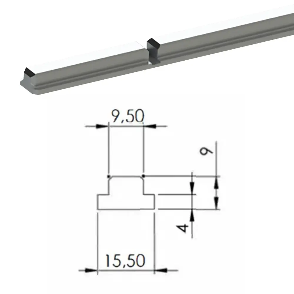Listón expansor de aluminio 4 mm para eje expansible neumático
