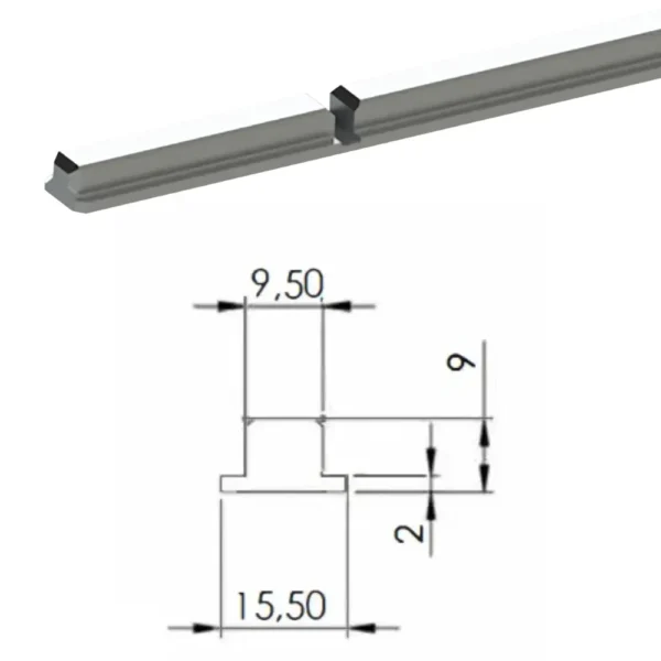 Listón expansor de aluminio 9 mm para eje expansible neumático