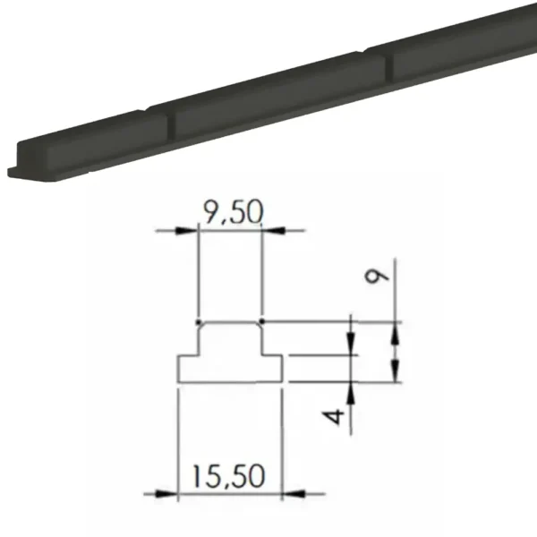 Listón expansor de caucho 4 mm para eje expansible neumático